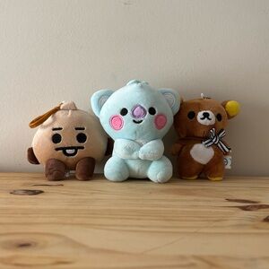 BT21 Shooky, BT21 Koya, and rilakkuma Cute Small Plush Keychain Toy Set